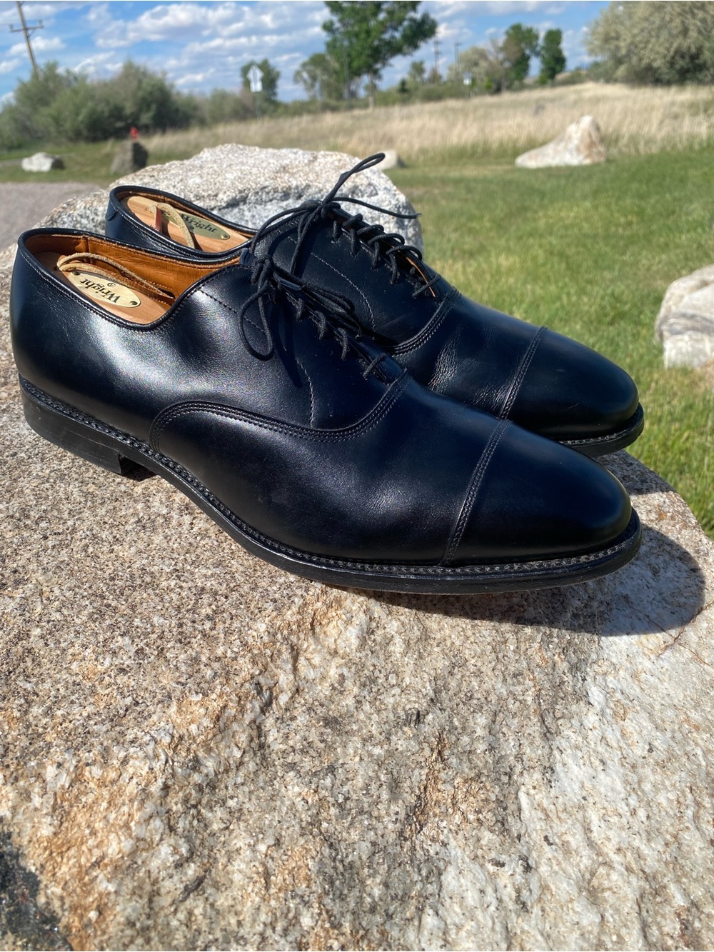 Allen Edmonds Black Cap-Toe Derby Oxfords - Picture 4 of 6